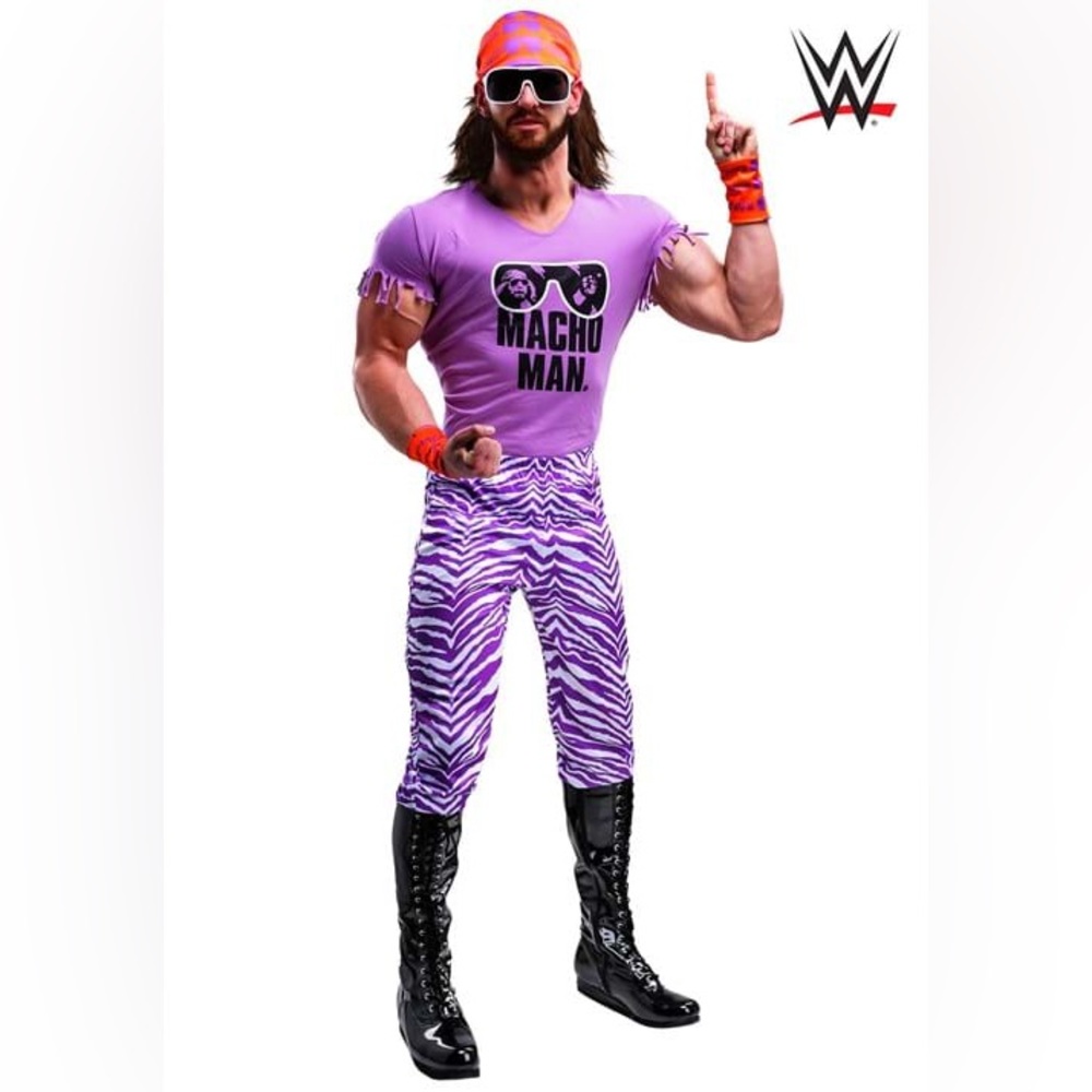 Men’s Macho Man Randy Savage Halloween costume with size 12 boots